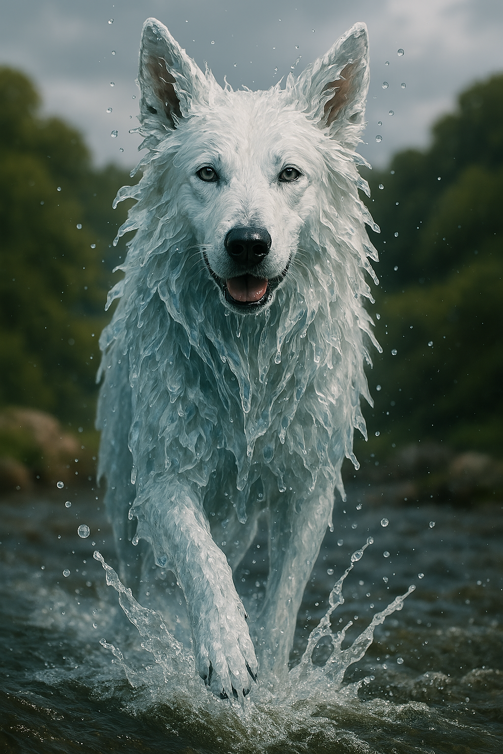 White Swiss Shepherd dog made of water-Slide-19